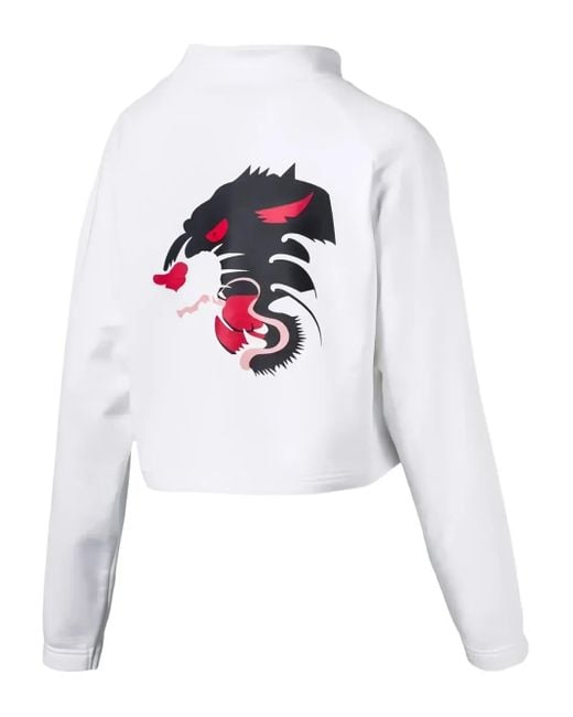PUMA Sweater Met Grafische Print in het White