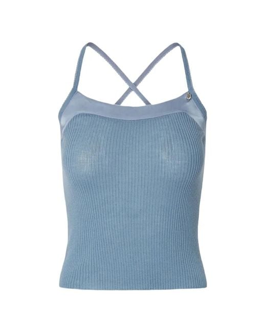 Liu Jo Blue Cross-Back Knit Top