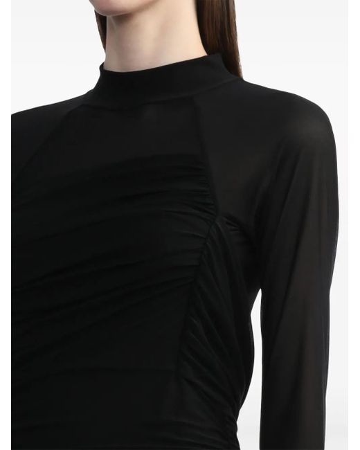 Helmut Lang Black Ruched Long-Sleeve Minidress