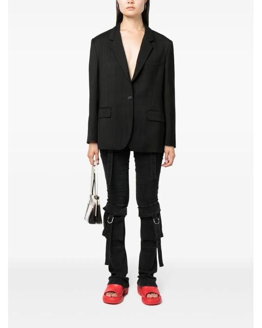 MSGM Black Notched-Lapels Single-Breasted Blazer