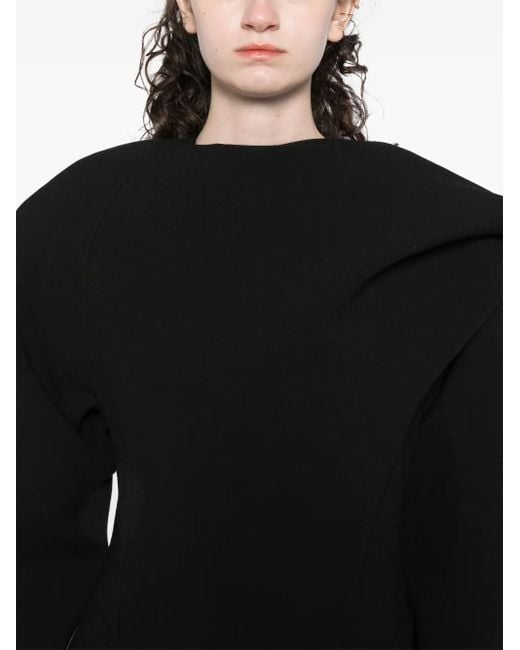Mugler Black Scarf Wool Coat