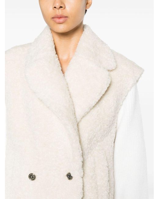 Maje White Faux-fur Double-breasted Jacket