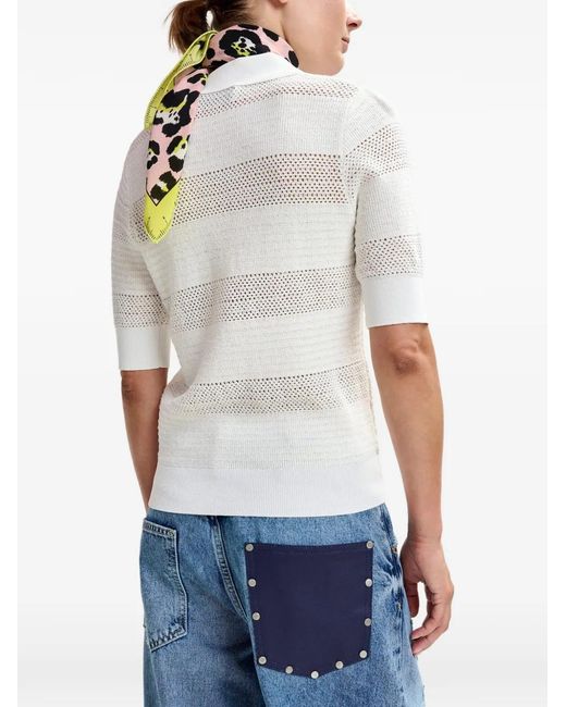 Essentiel Antwerp White Bow-Embellishment Polo Top