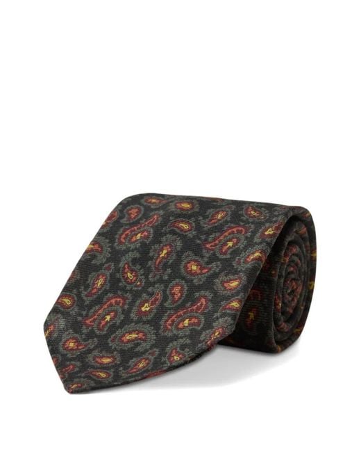 RRL Black Paisley-Print Wool Tie for men
