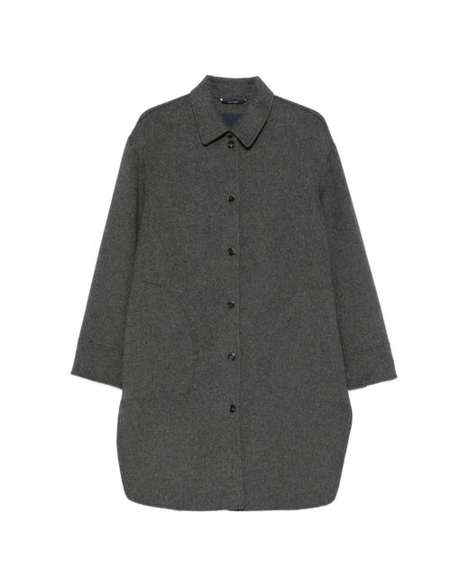 Max Mara Gray Long-Sleeve Button-Fastening Coat