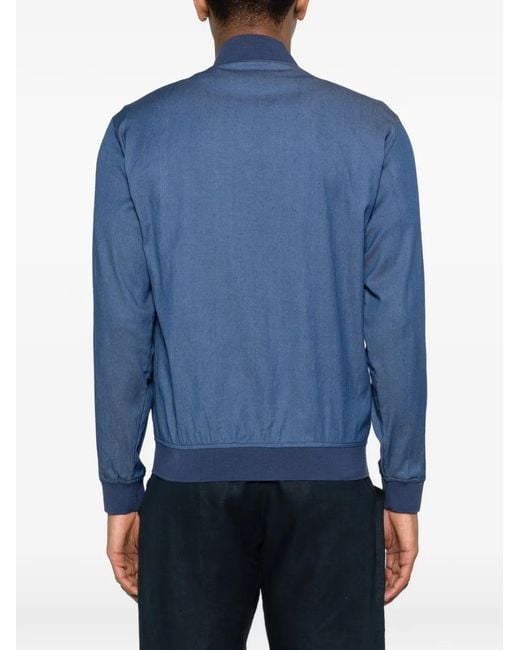 Kiton Blue Zip Bomber Jacket for men