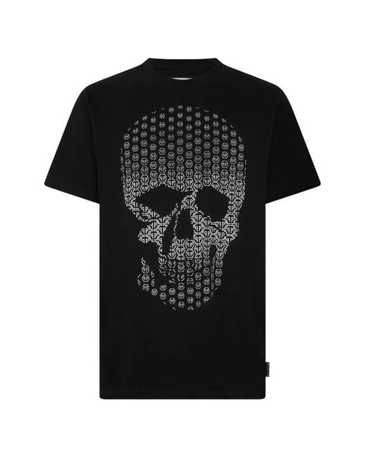 Philipp Plein Black Rhinestone-Skull T-Shirt for men