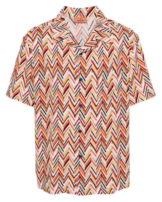 Missoni Pink Zigzag Short-sleeved Shirt for men