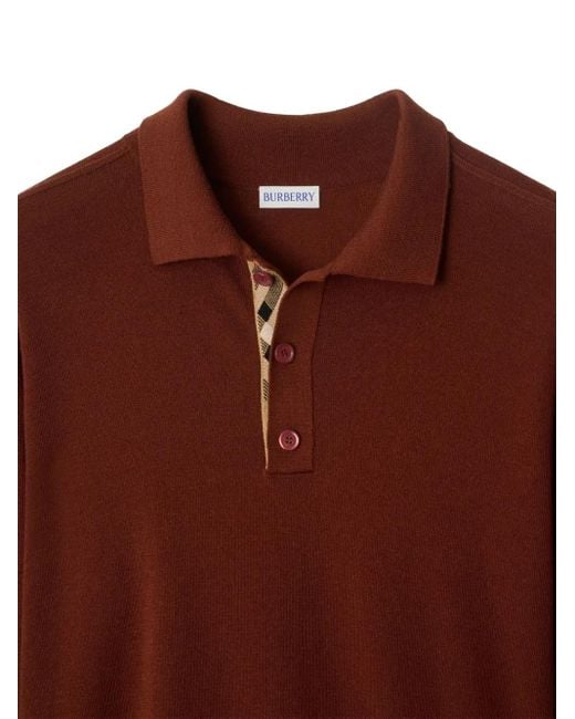 Burberry Brown Wool Polo Shirt for men
