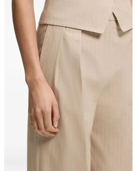 HUGO Natural Pinstripe-Pattern Pleated Trousers