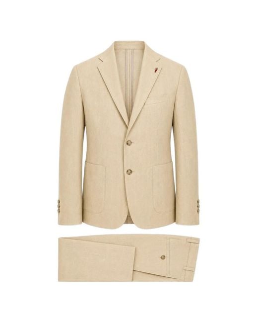 MULISH Natural Single-Breasted Notched-Lapels Suit for men