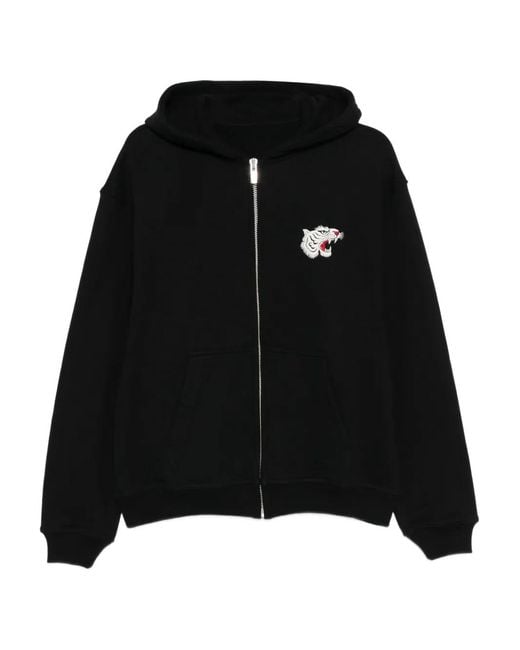 Melt Black Embroidered Zip-Up Hoodie for men