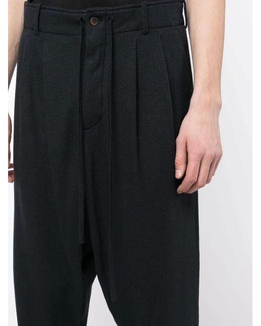 Forme D'expression Black Pleated Drop-Crotch Trousers for men
