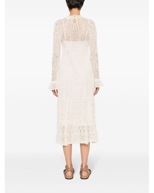 Zimmermann White August Floral-lace Midi Dress