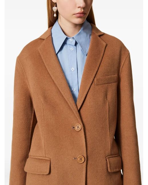 Twinset Brown Single-Breasted Wool Coat
