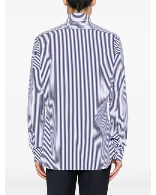 Barba Napoli Blue Striped Long-Sleeve Shirt for men