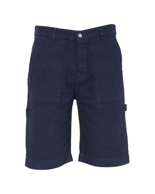 YMC Blue Patch-Pocket Shorts for men