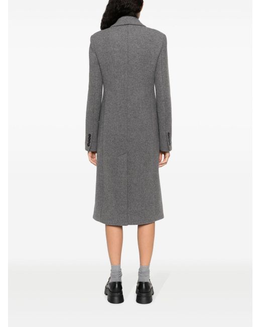 Sportmax Gray Double-breasted Wool-cashmere Coat