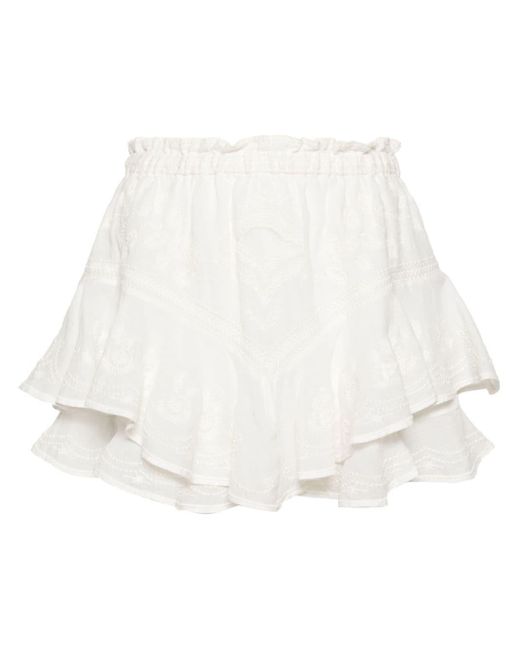 Isabel Marant Elsa Layered Ramie Shorts in het White