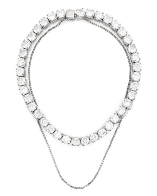 Jil Sander White Double-chain Zirconia Necklace