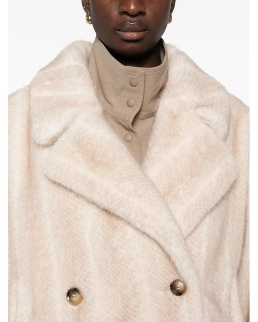 S.W.O.R.D Natural Double-Breasted Faux-Fur Coat