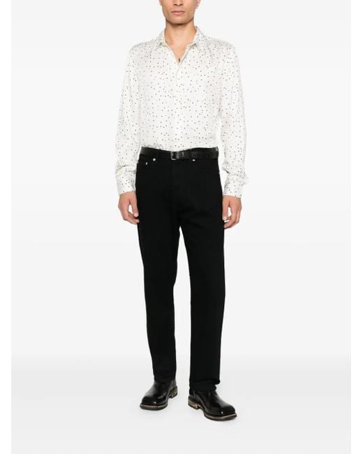 John Varvatos White Dotted-Pattern Shirt for men