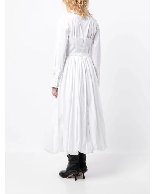 A.W.A.K.E. MODE White Corset-Style Shirt Dress