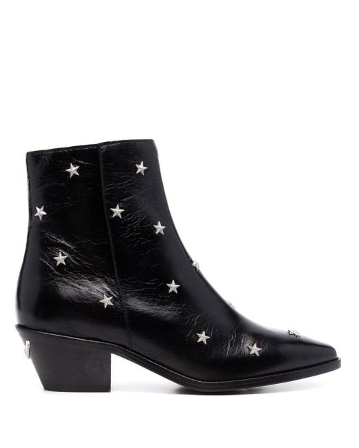 Zadig & Voltaire Leather Star-studded Ankle Boots in Black | Lyst Canada