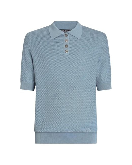 Dolce & Gabbana Blue Polo En Soie for men
