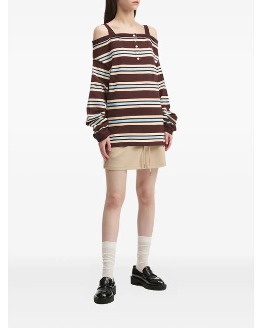 B+ AB Red Striped Off-Shoulder Top