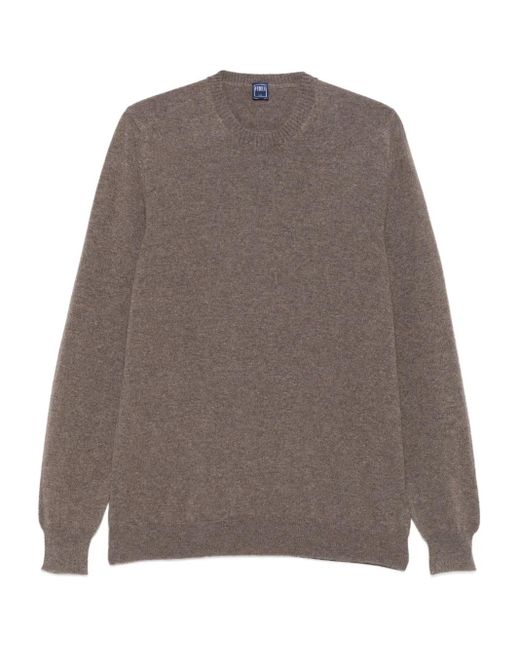 メンズ Fedeli ラウンドネック カシミアセーター Brown