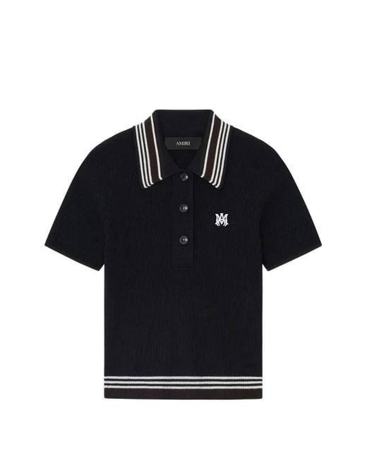 Amiri Black Polo Shirt With Striped Detail