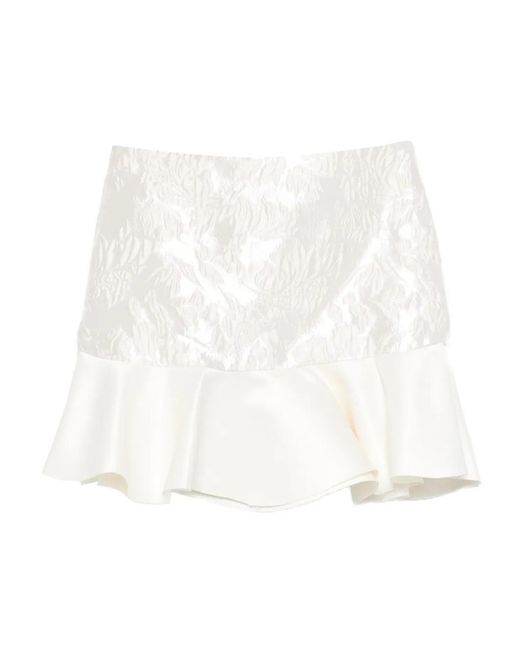 Ganni White Satin Cloque Mini Skirt