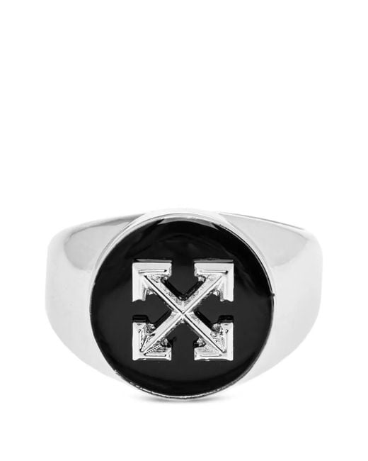 Off-White c/o Virgil Abloh Black Arrows Enamel Signet Ring for men