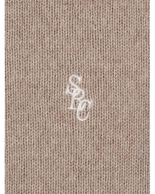 Sporty & Rich Natural Embroidered-Logo Knitted Trousers