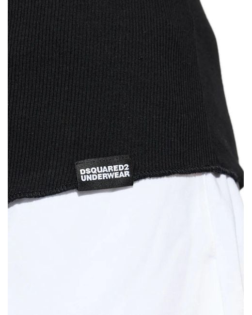DSquared² Geribbelde Top in het Black voor heren