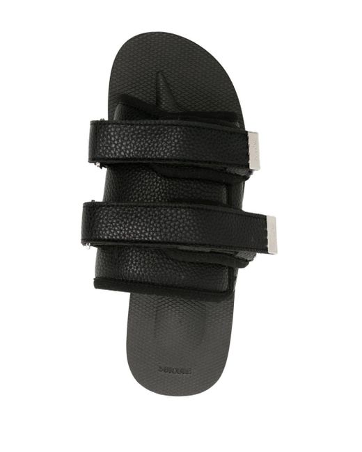 Suicoke Black Moto Acab 65mm Faux-leather Sandals