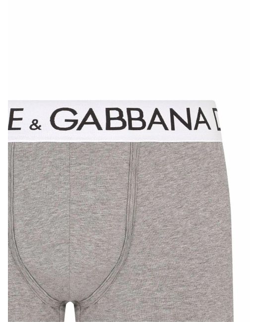 Dolce & Gabbana Gray Logo-Waistband Boxer Briefs for men