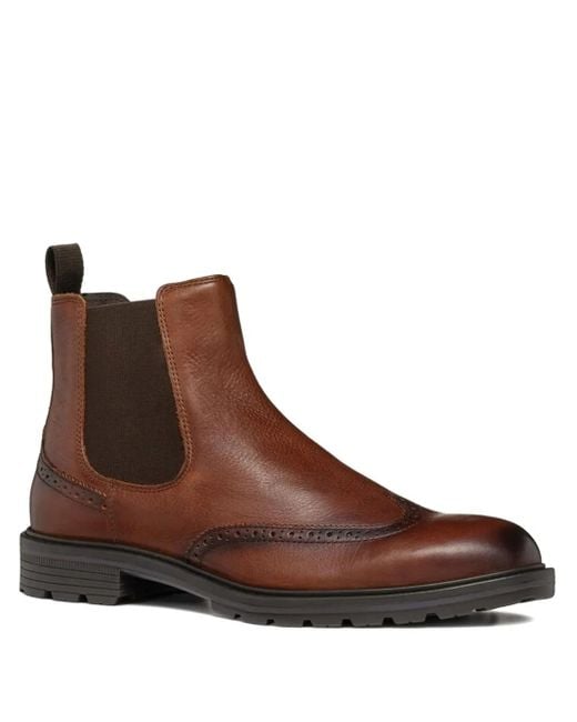 Geox Brown Leather Chelasea Boots for men