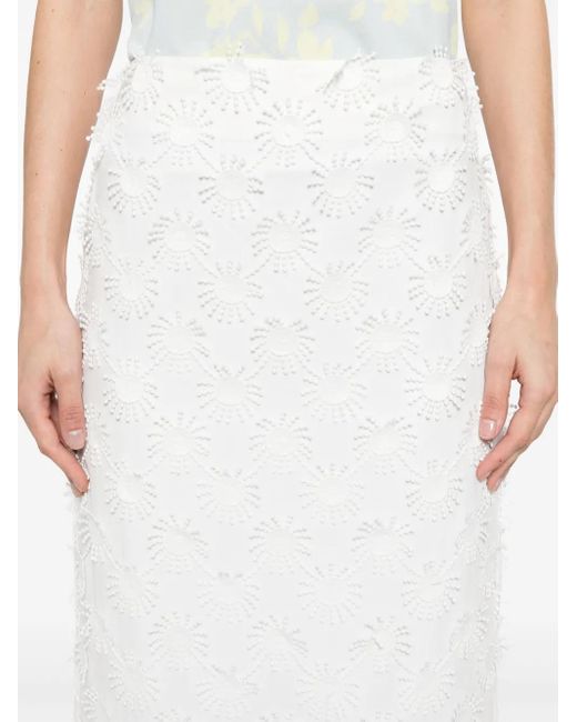 MSGM Midi-Rok Met Applicatie in het White