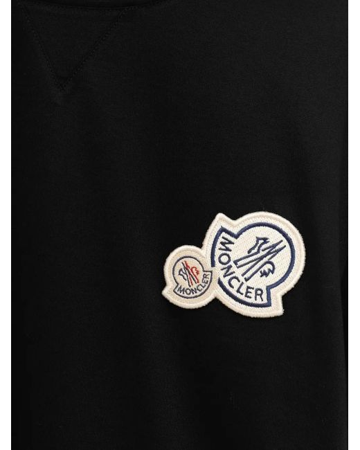 Moncler Black Double Logo Patch Cotton T-Shirt for men