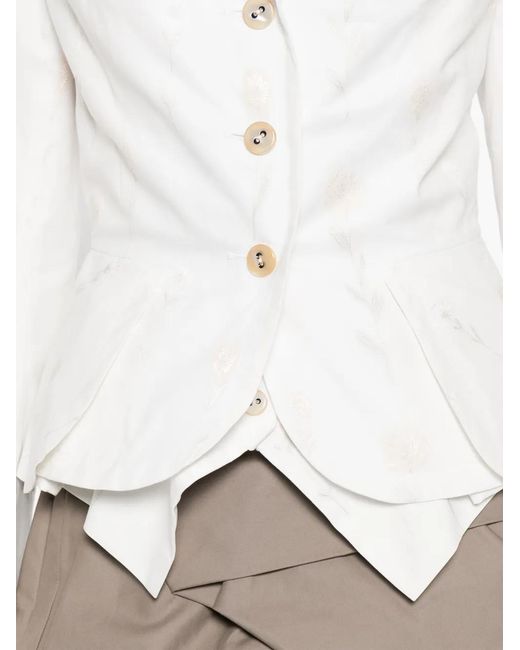 Vivienne Westwood White Veste Boutonnée À Fleurs Brodées