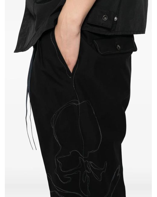 Mastermind Japan Black Logo-Embroidered Trousers for men