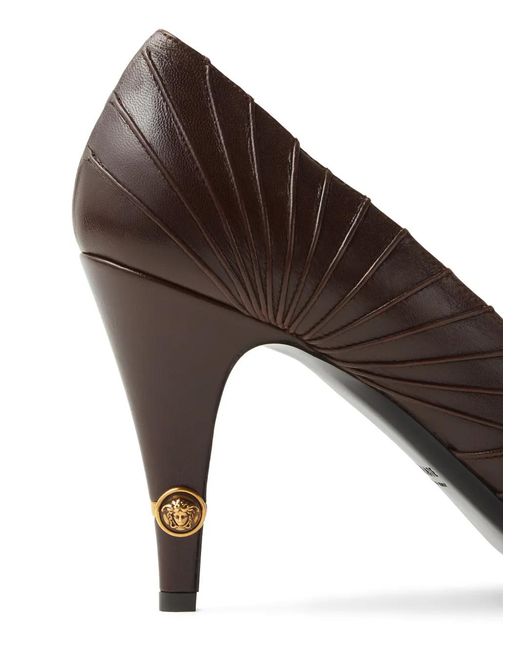 Versace Brown Gianni Leather Pumps 90 Mm