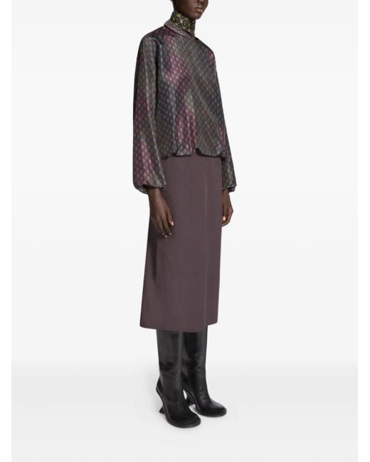 Dries Van Noten Purple Tailored Midi Skirt
