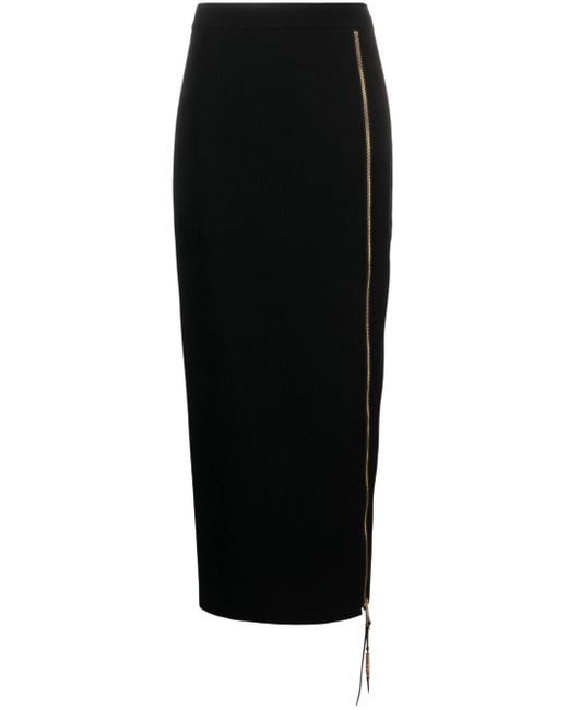 Moschino Black Logo-Lettering Straight Midi Skirt