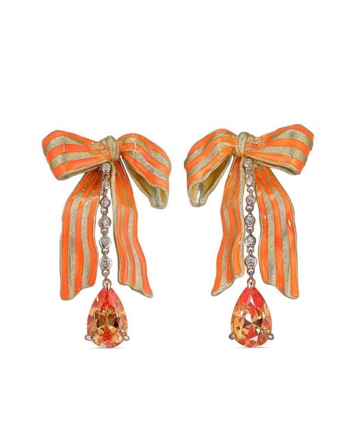 Anabela Chan 18Kt Oorbellen Met Saffier En Diamant in het Orange