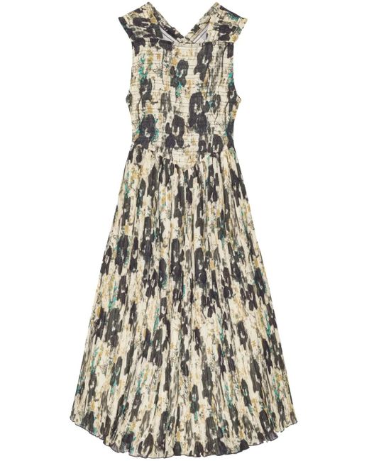 Ganni White Floral-Print Dress