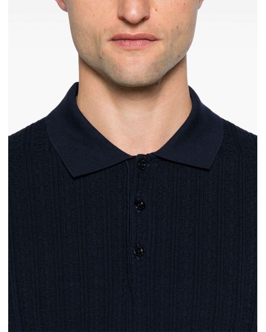 Canali Black Patterned-Jacquard Cotton Polo Shirt for men