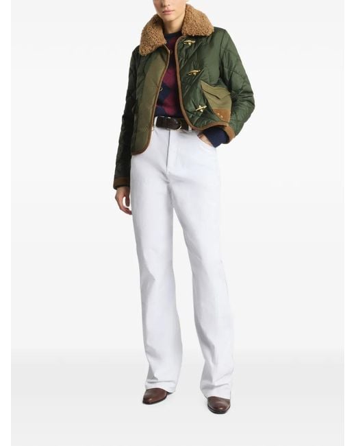 Fay Green Veste Matelassée À Col Lainé